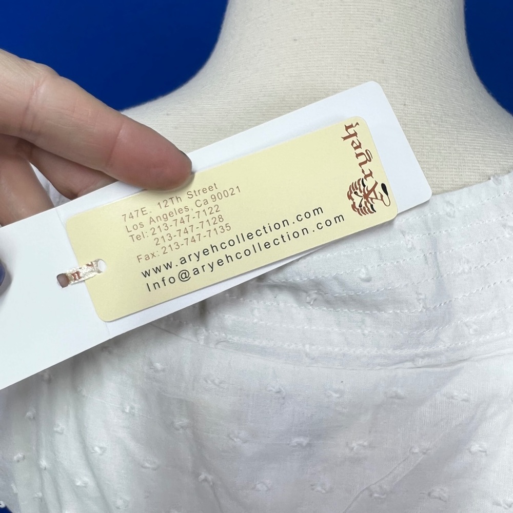 NWT🤩 |•ARYEH•| Darling White Peasant Dress - Picture 12 of 15